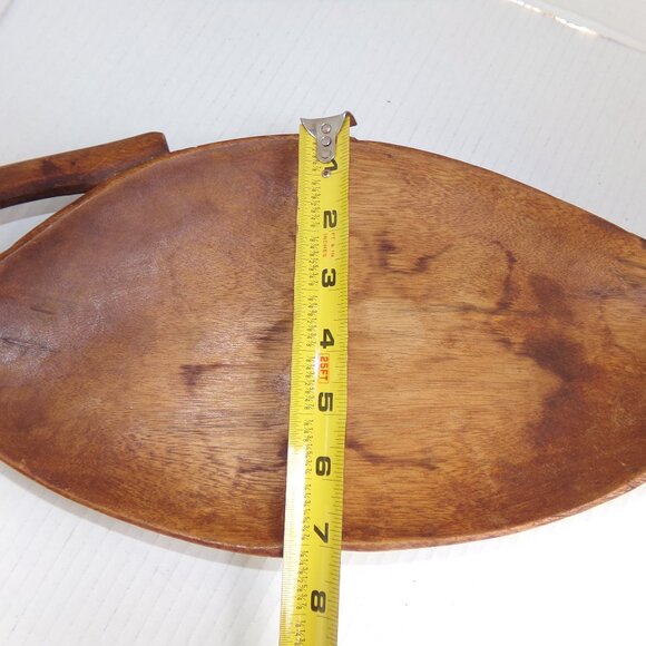 Vintage Large Wood Carved Leaf Bowl Plate - Picture 5 of 14